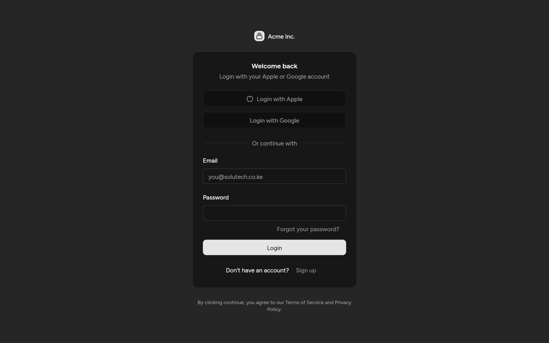 login-03, as it looks in an app, dark