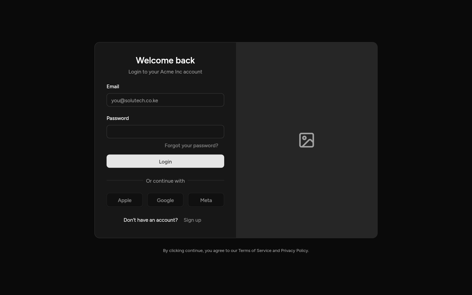 login-04, as it looks in an app, dark
