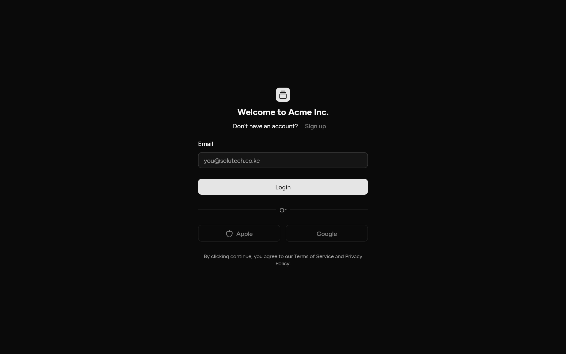 login-05, as it looks in an app, dark