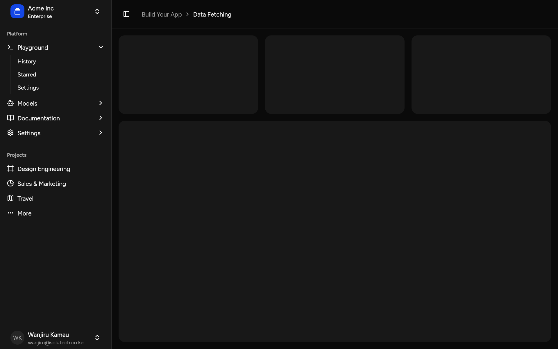 sidebar-07, as it looks in an app, dark