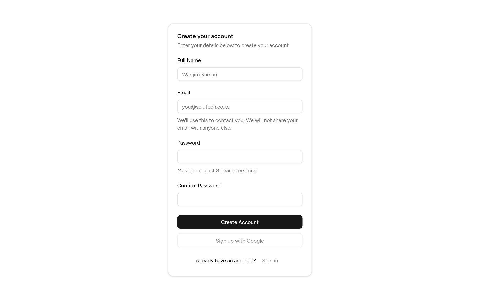 signup-01, as it looks in an app