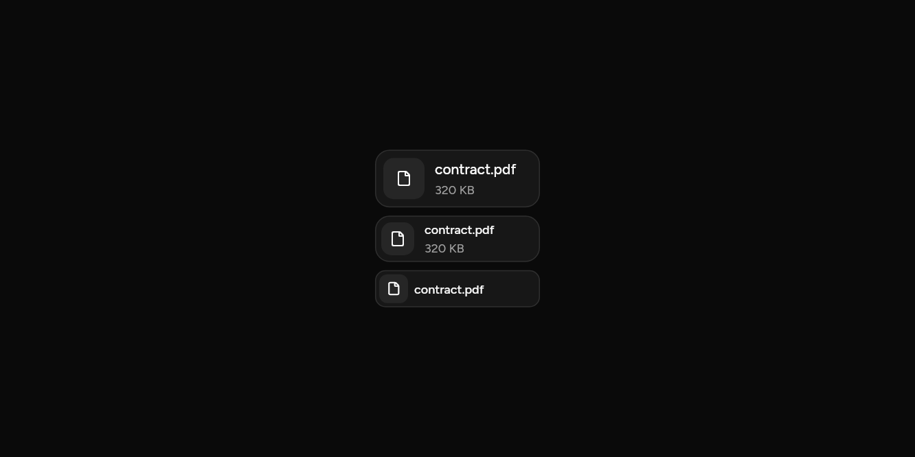 Sizes, as it looks in an app, dark
