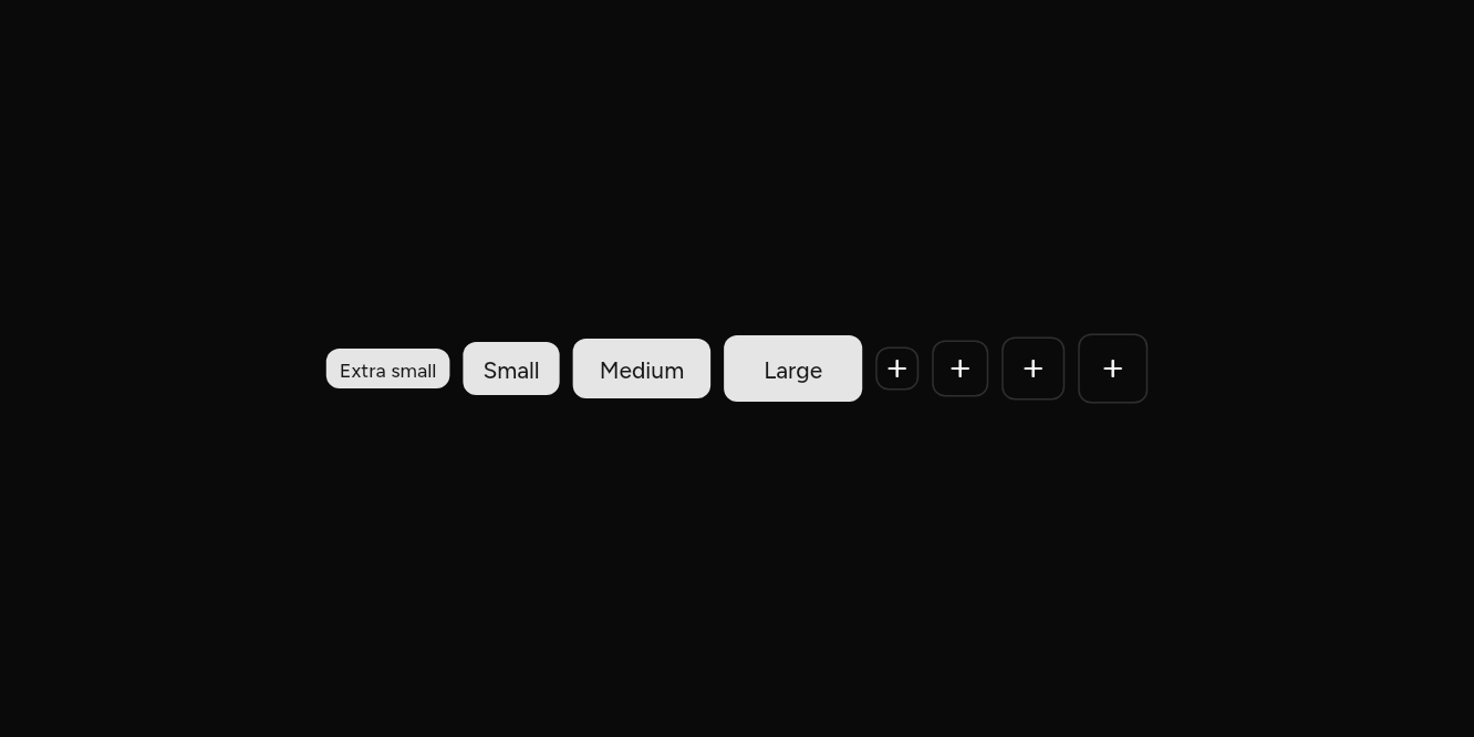Sizes, as it looks in an app, dark