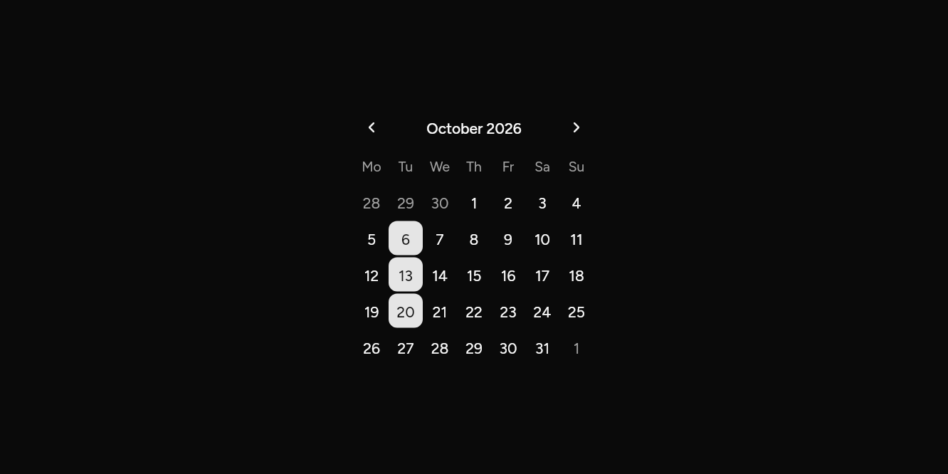 Several days, as it looks in an app, dark