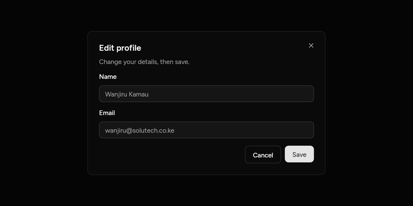 With a form, as it looks in an app, dark