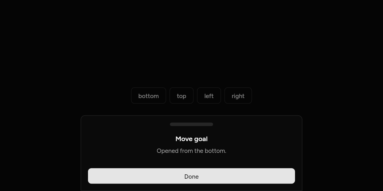 From any edge, as it looks in an app, dark