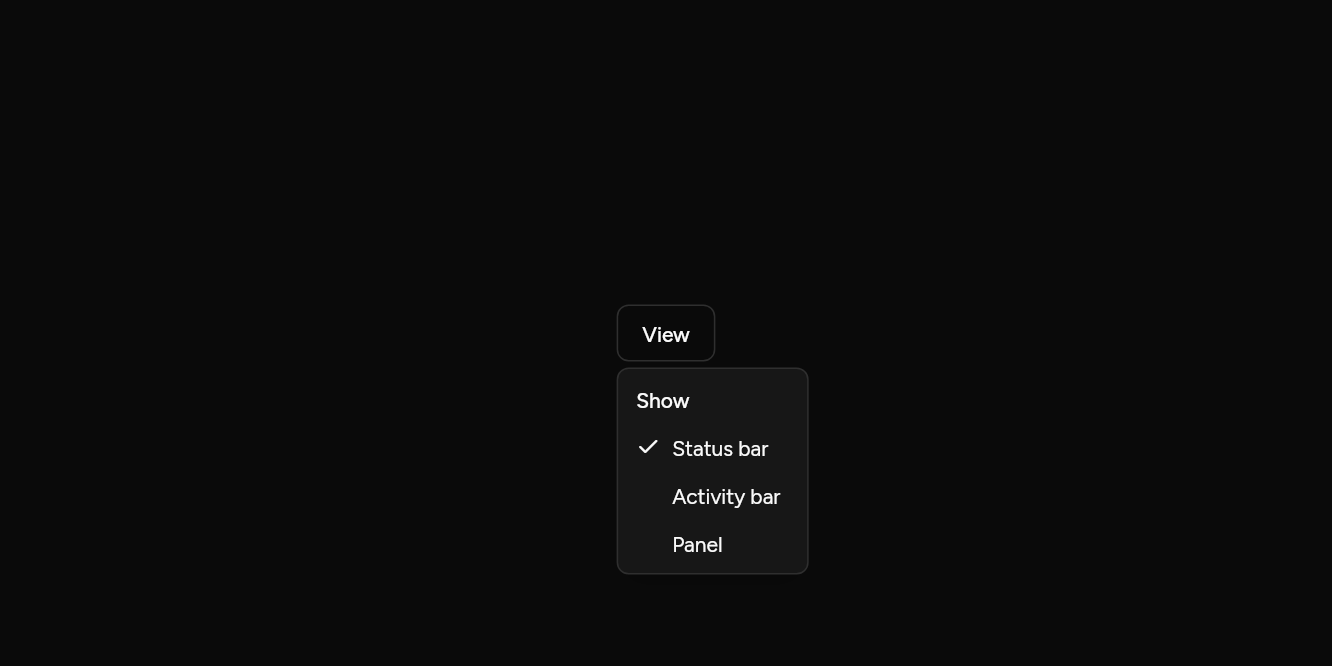 Checkbox items, as it looks in an app, dark