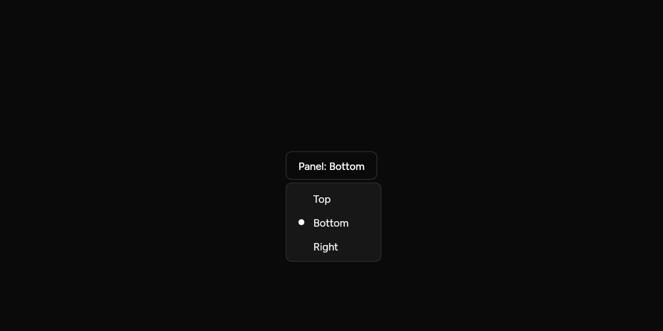 Radio items, as it looks in an app, dark