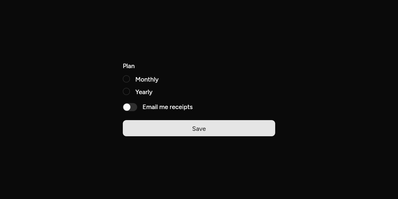 Choices, as it looks in an app, dark