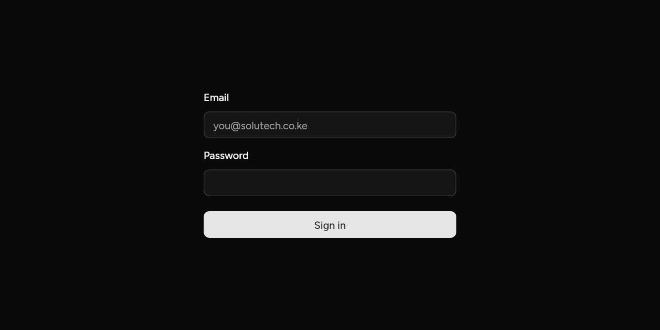 Sign in, as it looks in an app, dark