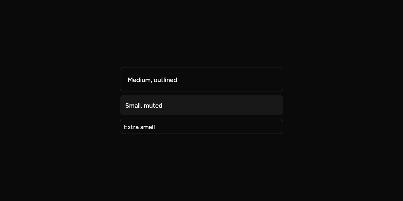 Sizes and fills, as it looks in an app, dark