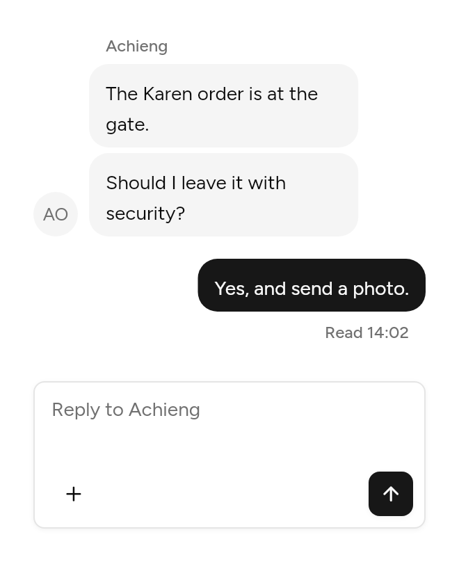 A conversation, as it looks in an app