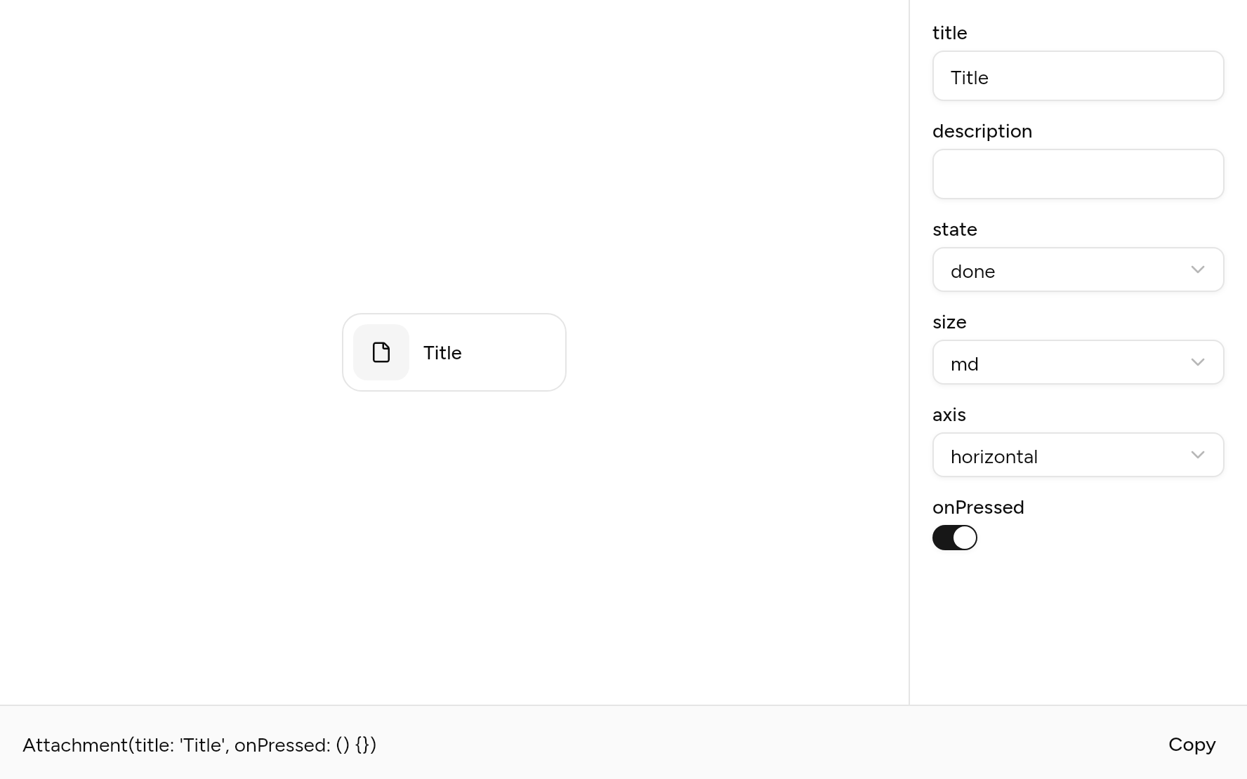 Attachment with controls, as it looks in an app