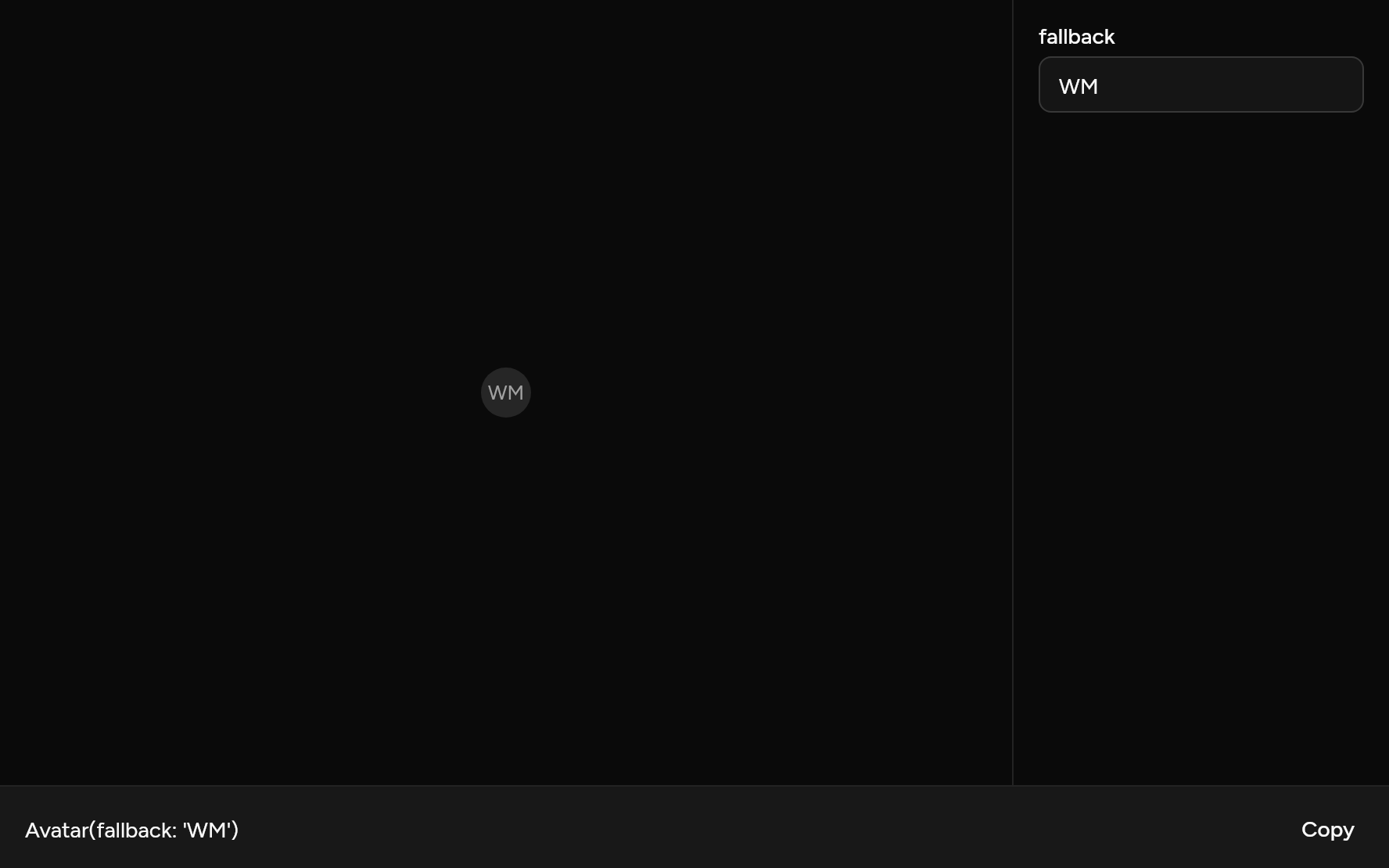 Avatar with controls, as it looks in an app, dark