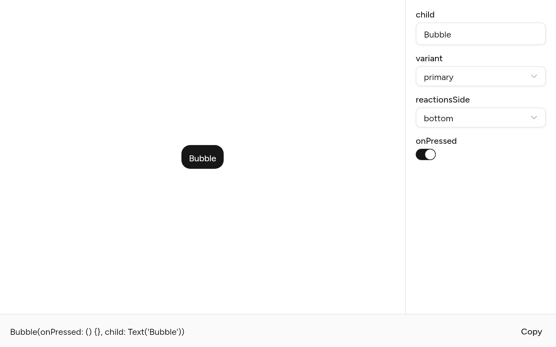 Bubble with controls, as it looks in an app