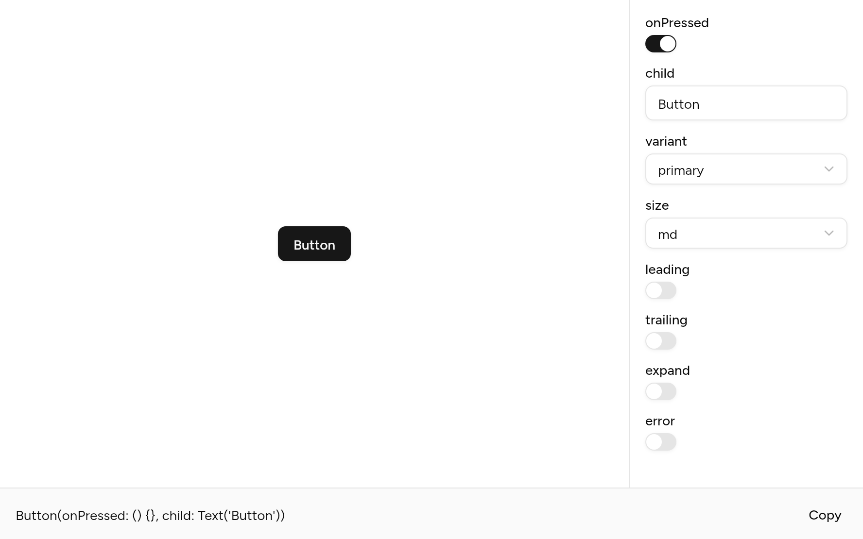 Button with controls, as it looks in an app