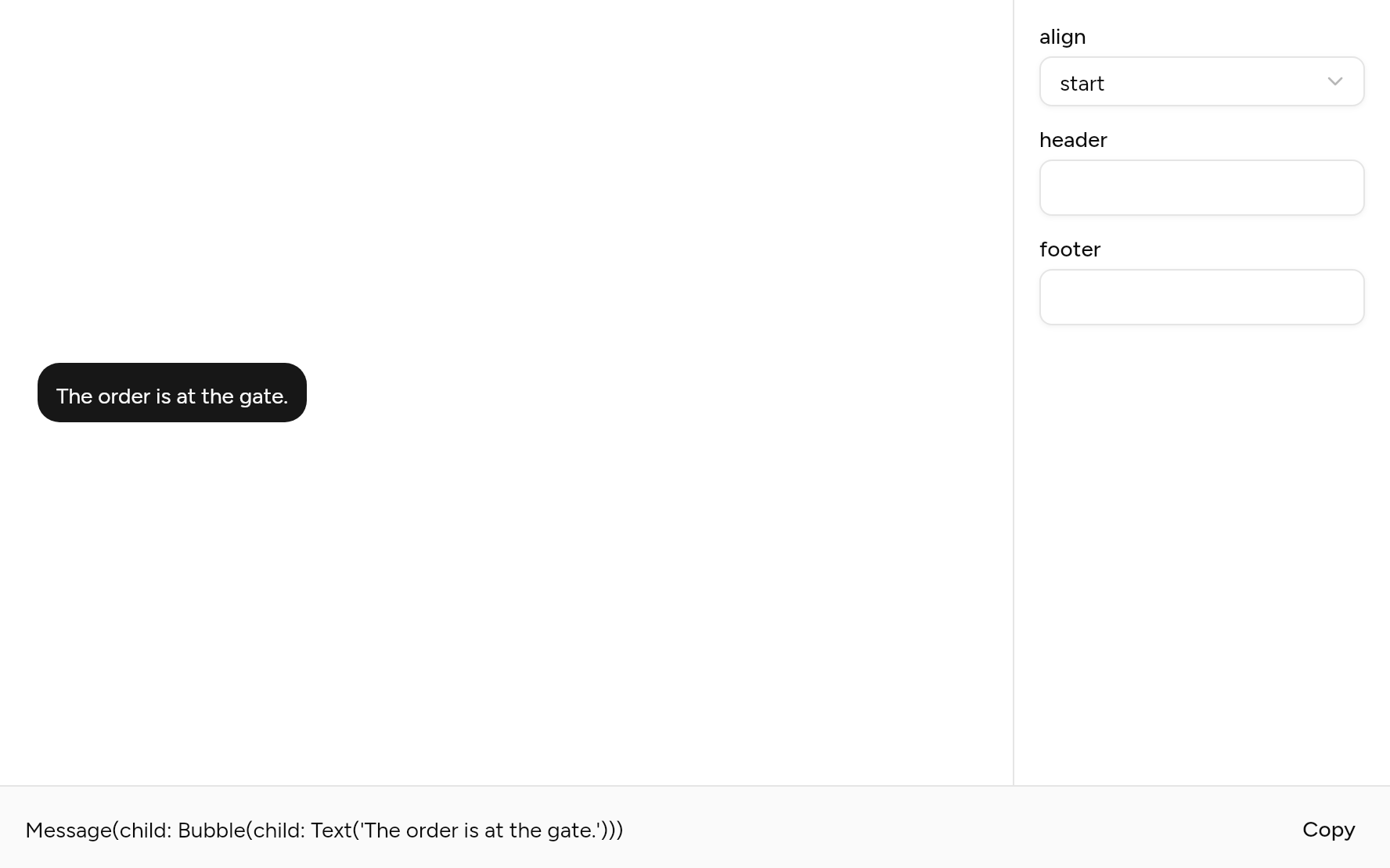 Message with controls, as it looks in an app