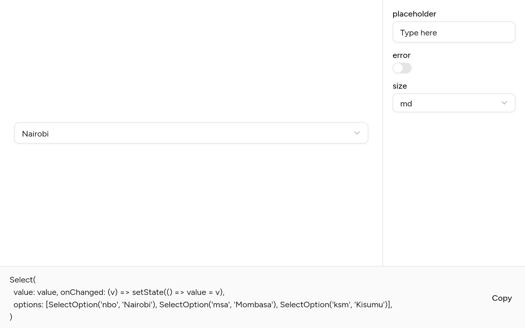 Select with controls, as it looks in an app