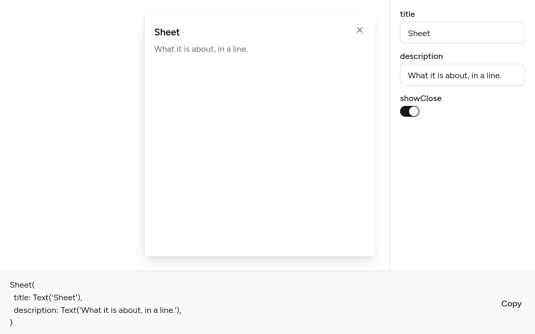Sheet with controls, as it looks in an app