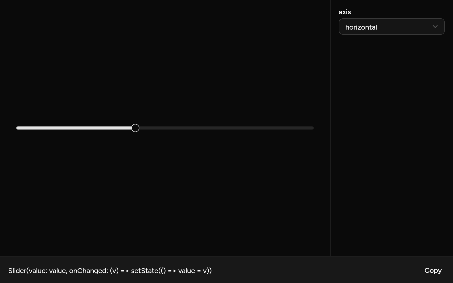 Slider with controls, as it looks in an app, dark