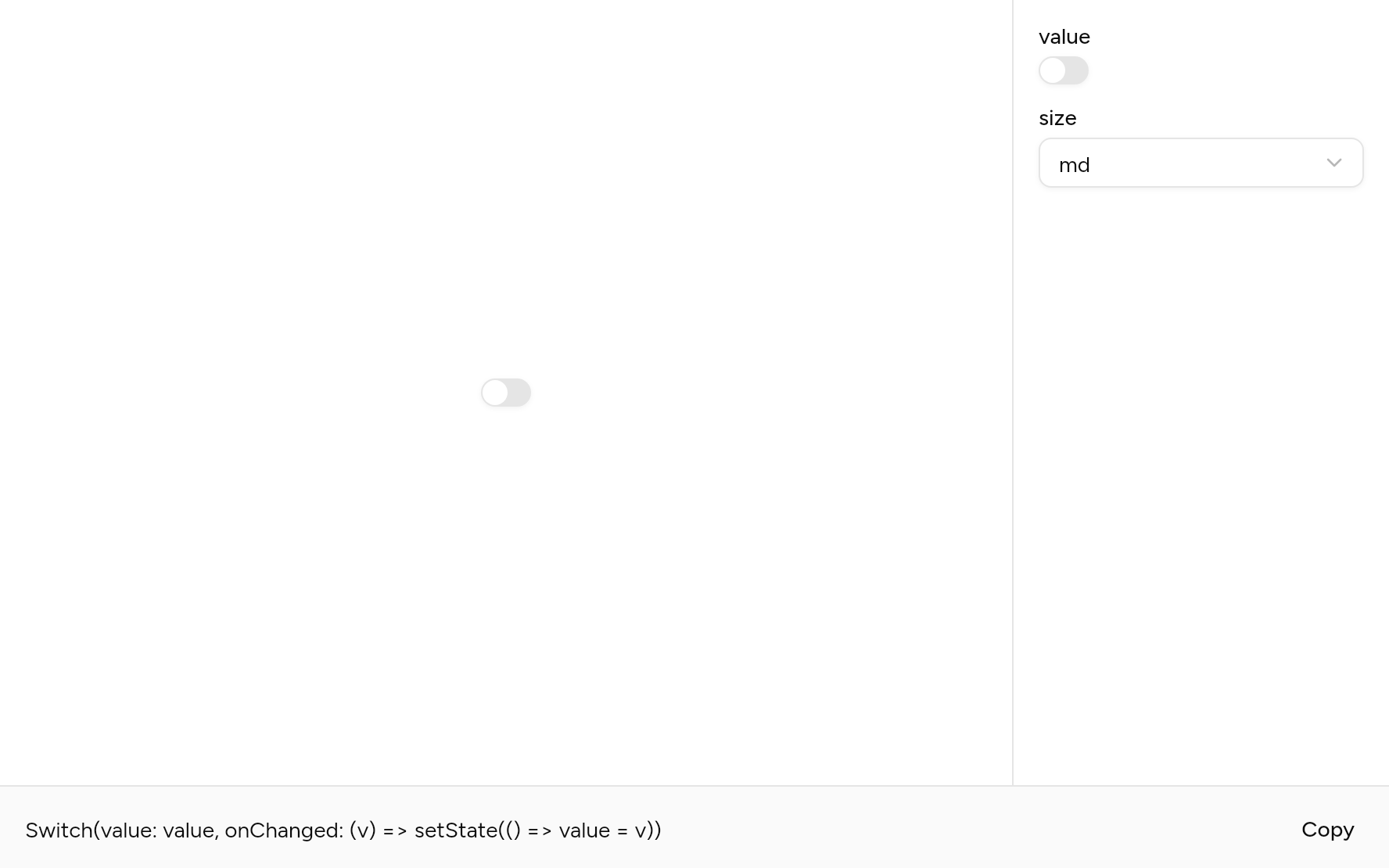 Switch with controls, as it looks in an app