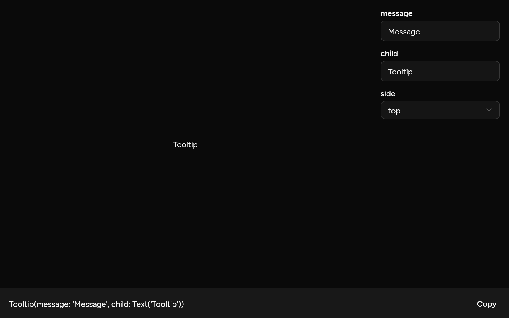 Tooltip with controls, as it looks in an app, dark
